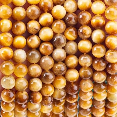 8mm Mata Harimau Emas Manik-manik Batu permata Penyembuhan Manik-manik Batu Kristal Untuk pembuatan Perhiasan