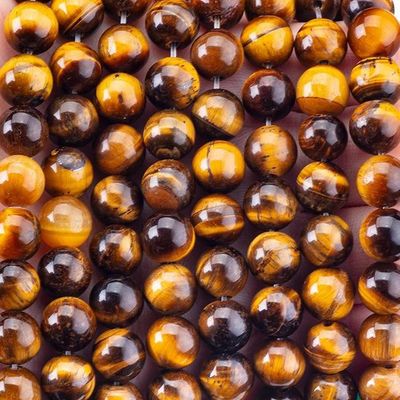 8mm Mata Harimau Emas Hitam Manik-manik Batu permata Penyembuhan Manik-manik Batu Kristal Untuk Pembuat Perhiasan
