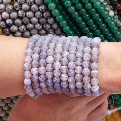 Agate abu-abu berwarna abu-abu untuk pembuatan perhiasan DIY