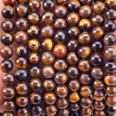8mm Brown Tiger Eye Batu permata manik-manik Crystal Batu penyembuhan manik-manik untuk pembuatan perhiasan