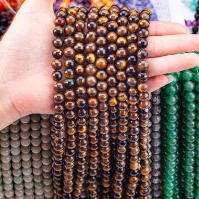 8mm Brown Tiger Eye Batu permata manik-manik Crystal Batu penyembuhan manik-manik untuk pembuatan perhiasan