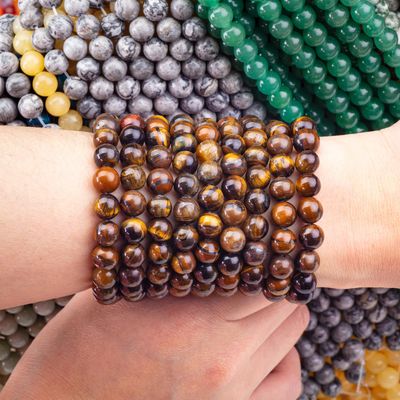 8mm Brown Tiger Eye Batu permata manik-manik Crystal Batu penyembuhan manik-manik untuk pembuatan perhiasan