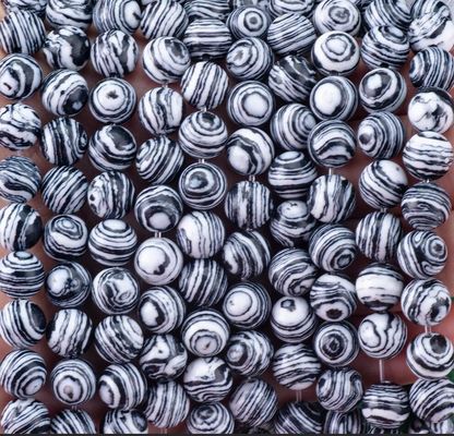Synthetic Zebra Malachite Loose Bead Strands Putih dan Hitam Batu Semi Berharga untuk pembuatan perhiasan DIY