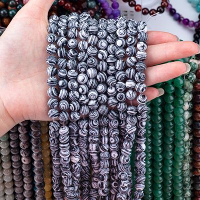 Synthetic Zebra Malachite Loose Bead Strands Putih dan Hitam Batu Semi Berharga untuk pembuatan perhiasan DIY