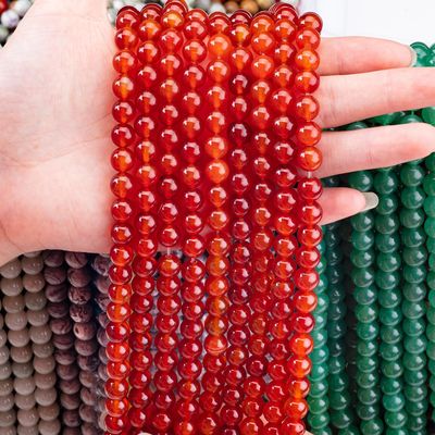 Red Agate 8mm Natural Carnelian Gemstone Bantal Bulat Untuk Perhiasan Pesta