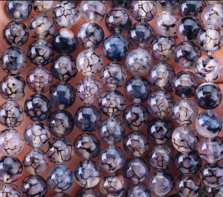 Black Dragon Veins Agate Loose Bead Strands Batu Semi Berharga untuk membuat perhiasan DIY