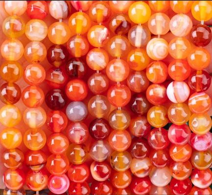 Agate bergaris Oranye Untaian manik-manik longgar Batu Semi Hargai untuk pembuatan perhiasan DIY