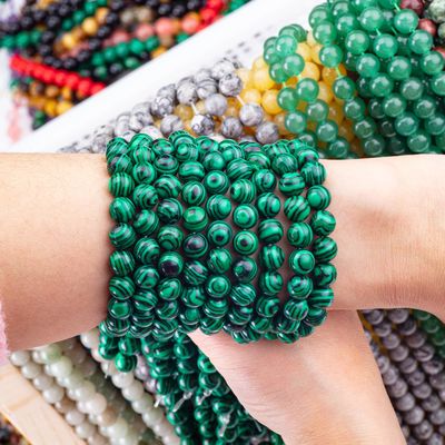 8mm Malachite Batu permata manik-manik Crystal Batu penyembuhan Manik-manik untuk pembuatan perhiasan