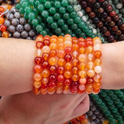 8mm Fire Quartz Batu permata manik-manik Crystal Batu penyembuhan manik-manik untuk pembuatan perhiasan