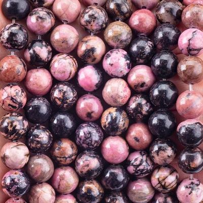 8mm Black Strip Rhodocrosite Batu permata manik-manik Crystal Batu penyembuhan Manik-manik untuk pembuatan perhiasan