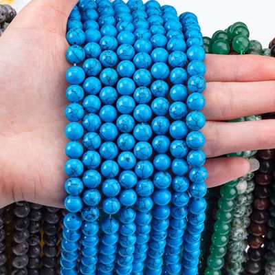 Blue Turquoise 8MM Smooth Round Shape Loose Bead Untuk Perkakas Pembuat Perhiasan