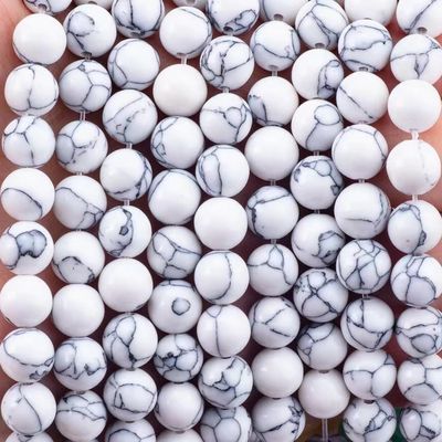 Batu Kristal 8MM Howlite Bentuk Bulat Batu permata Permata Lolos Untuk Pakaian Gelang