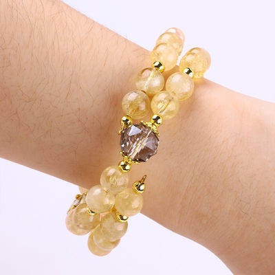8MM Manik Kuning Citrine Crystal Gelang Dengan Ukiran Anjing