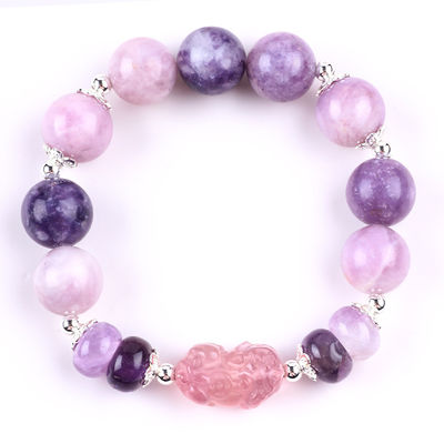 14MM Ungu Mica Gelang Fluorit Pixiu Stretch Bead Gelang membawa keberuntungan