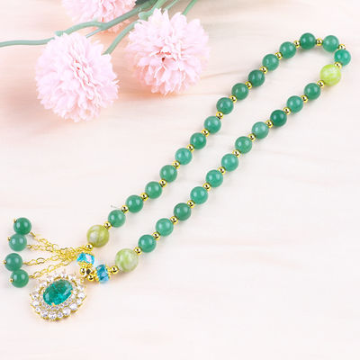 Bentuk Oval Hijau Aventurine Batu Manik Gelang Lapisan Ganda