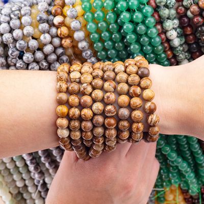 8mm Gambar Jasper Batu permata manik-manik Crystal Batu penyembuhan manik-manik untuk pembuatan perhiasan