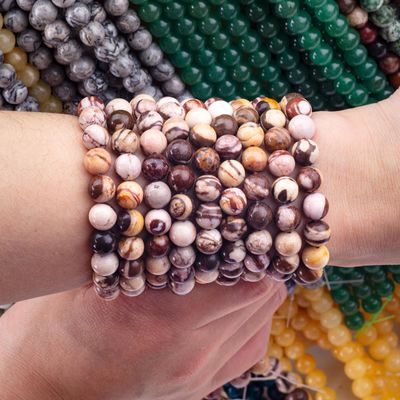 8mm Austria Zebra Jasper Batu permata manik-manik Crystal Batu penyembuhan manik-manik untuk pembuatan perhiasan