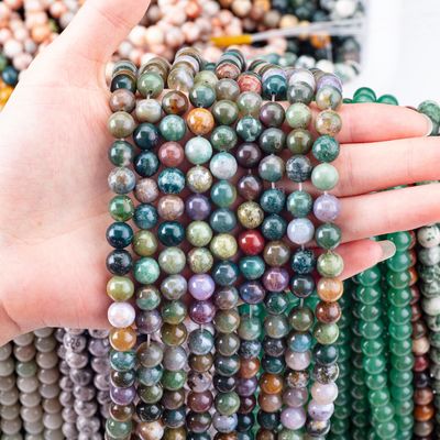 8mm India Agate Batu permata manik-manik Crystal Batu penyembuhan Manik-manik untuk pembuatan perhiasan