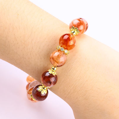 Handmade Batu permata Bermanik Gelang Hematit Kuarsa Bola Batu Gelang Adjustable Kupu-kupu Pesona Gelang Untuk Partai