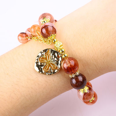Handmade Batu permata Bermanik Gelang Hematit Kuarsa Bola Batu Gelang Adjustable Kupu-kupu Pesona Gelang Untuk Partai