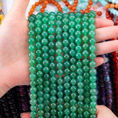 8MM Hijau Hitam Aventurine Batu Kristal Liat Bulat Bulk Lolos Manik Untuk Perhiasan Manik