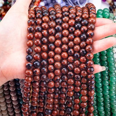 8MM Mahogany Jasper Polished Smooth Loose Bead Untuk Kerajinan DIY Perhiasan Perhiasan