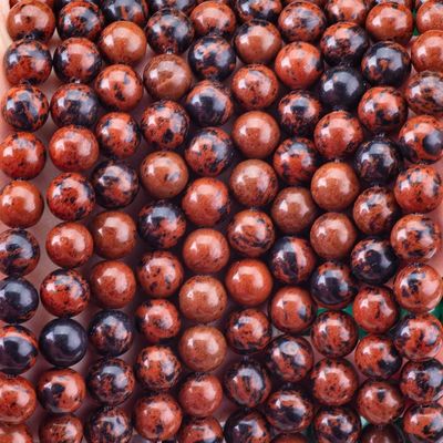 8MM Mahogany Jasper Polished Smooth Loose Bead Untuk Kerajinan DIY Perhiasan Perhiasan