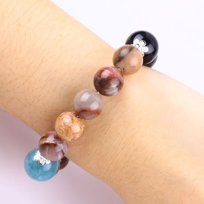 Handmade Batu permata manik-manik Gelang Kayu Batu Petrified Alam Gelang Peel Charms Adjustable Gelang Untuk pesta setiap hari