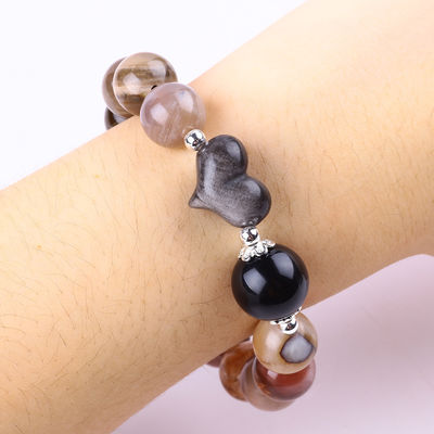 Handmade Batu permata manik-manik Gelang Kayu Batu Petrified Alam Gelang Peel Charms Adjustable Gelang Untuk pesta setiap hari
