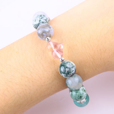 Handmade Batu permata manik-manik Gelang Kayu Batu Petrified Alam Gelang Adjustable Heart Charms Gelang Untuk pesta harian