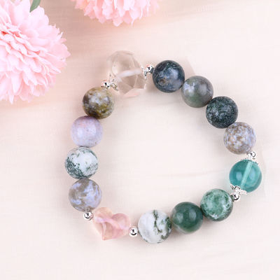 Handmade Batu permata manik-manik Gelang Kayu Batu Petrified Alam Gelang Adjustable Heart Charms Gelang Untuk pesta harian