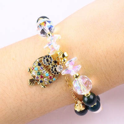 Handmade Batu permata bermata gelang Natural India Agate Batu gelang Adjustable Owl Charms gelang Untuk pesta setiap hari