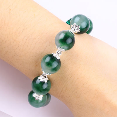 Tangan Batu permata ber manik gelang Hijau Kalsedoni Batu gelang Adjustable Peal Charm Gelang Untuk pesta pemakaian sehari-hari