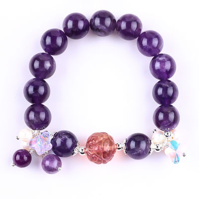 Tangan Batu permata ber manik gelang Amethyst Batu Gelap Gelang Peel Charms Adjustable Gelang Untuk pesta Pakai harian