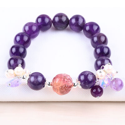 Tangan Batu permata ber manik gelang Amethyst Batu Gelap Gelang Peel Charms Adjustable Gelang Untuk pesta Pakai harian