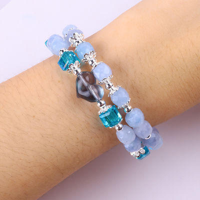 Tangan Batu Permata Perhiasan Gelang Aquamarine Batu Gelang Disesuaikan Hati Amulets Gelang Untuk Pesta Pakai Setiap Hari