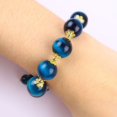 Handmade Batu permata manik-manik gelang Mata harimau biru alami Batu gelang Adjustable Heart Charms gelang Untuk pesta