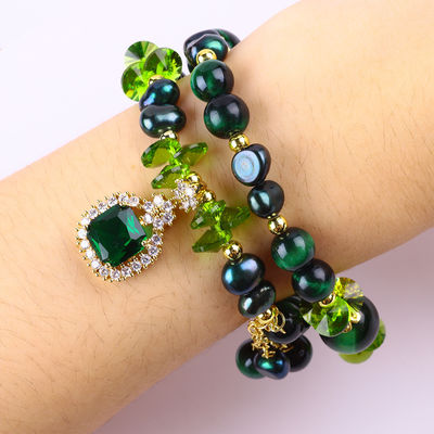 Handmade Batu permata manik-manik gelang Mata harimau hijau alami Batu gelang Adjustable Charms Gelang Untuk pesta setiap hari kami