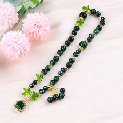 Handmade Batu permata manik-manik gelang Mata harimau hijau alami Batu gelang Adjustable Charms Gelang Untuk pesta setiap hari kami