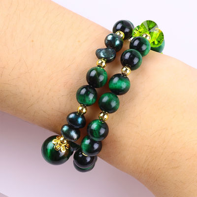 Handmade Batu permata manik-manik gelang Mata harimau hijau alami Batu gelang Adjustable Charms Gelang Untuk pesta setiap hari kami