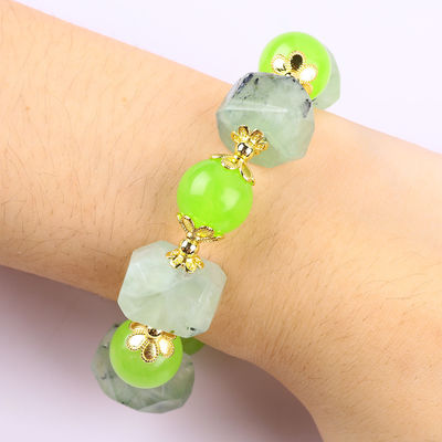 Tangan Batu Permata Perhiasan Gelang Natural Prehnite Batu Gelang Adjustable Charms Gelang Untuk Pesta Pakai harian