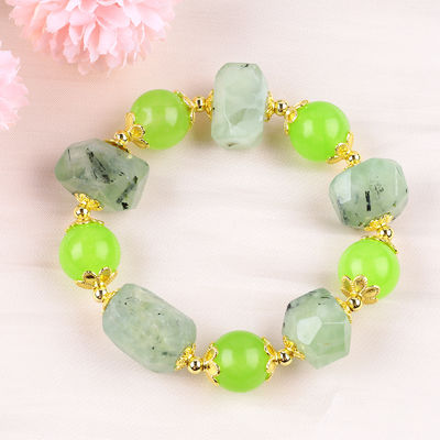 Tangan Batu Permata Perhiasan Gelang Natural Prehnite Batu Gelang Adjustable Charms Gelang Untuk Pesta Pakai harian