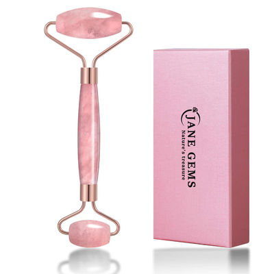 Crystal Stone Rose Quartz Jade Roller Untuk Perawatan Wajah / Menghilangkan Edema