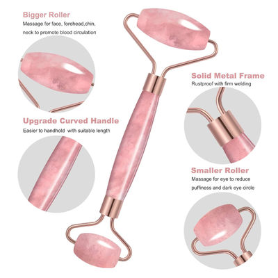 Crystal Stone Rose Quartz Jade Roller Untuk Perawatan Wajah / Menghilangkan Edema