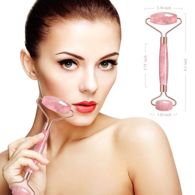 Crystal Stone Rose Quartz Jade Roller Untuk Perawatan Wajah / Menghilangkan Edema