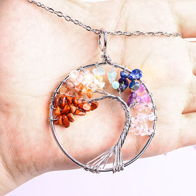 Meditasi Spiritual Pohon Kehidupan Chakra Penyembuhan Batu Kalung Perhiasan