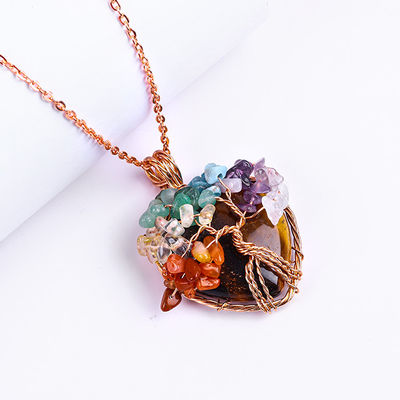 Rose Gold Tiger Eye Stone Necklace Pendant Ukuran yang dapat disesuaikan