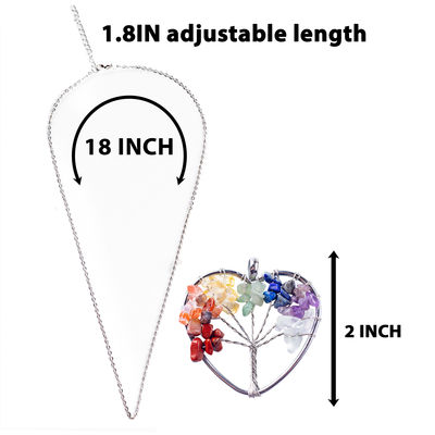 5 * 5cm Pohon Kehidupan Kalung Dengan Batu Chakra Pendant