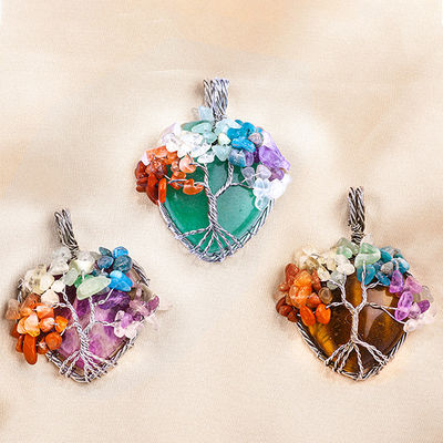 Green Aventurine Spiritual Chakra Meditasi Pohon Kehidupan Heart Chakra Crystal Stone Kalung
