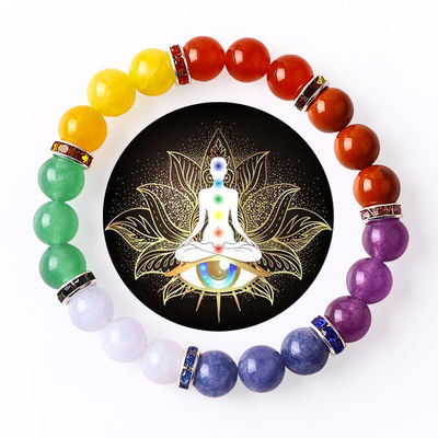Wanita Batu Alam Chakra Batu permata Gelang 22.05inch/56cm